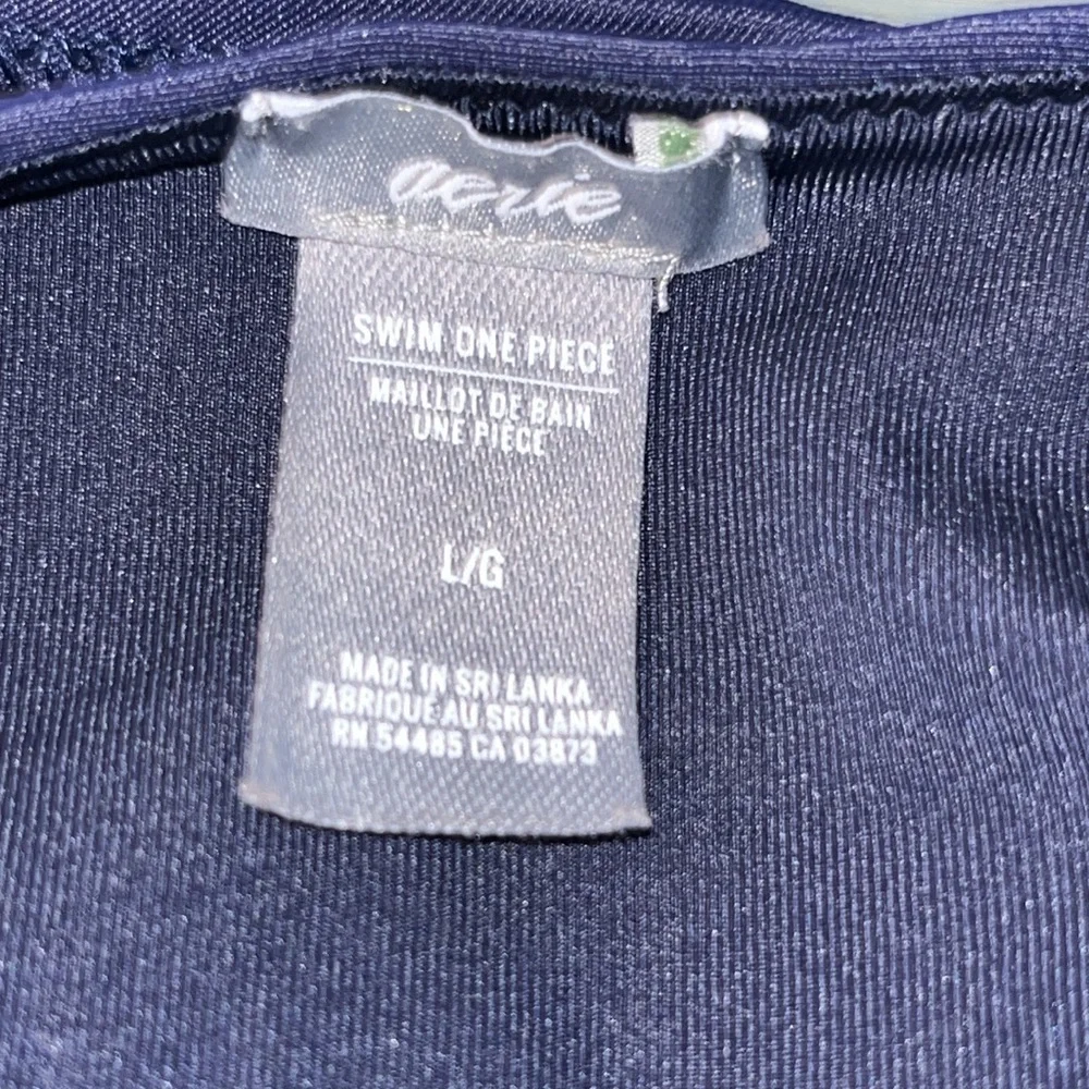 Aerie Swim One Piece Navy Blue Cutout Side Halter Top w Tie Back Closure L EUC - Picture 11 of 16